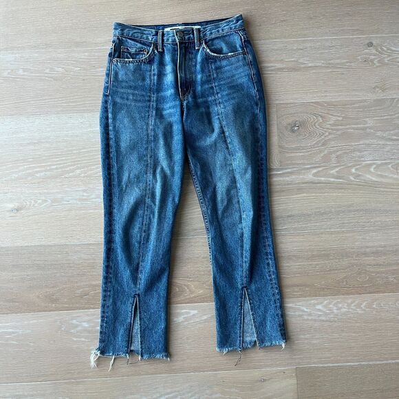 GRLFRND x Barney's New York Cheryl Front Split Raw Hem Denim Jeans Paranoid 25 - Picture 1 of 5